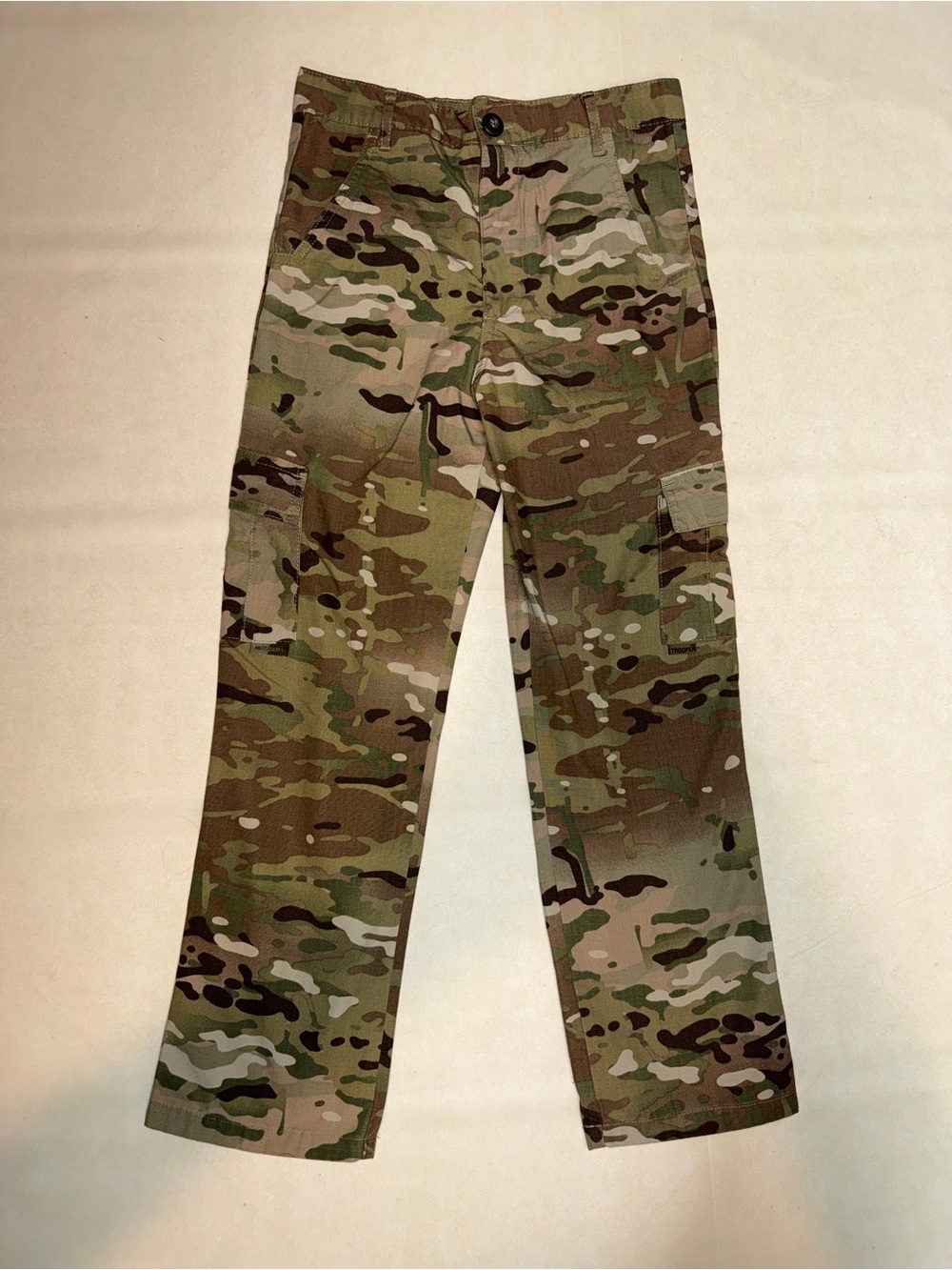 Kids Cargo Pants in Green Camo Print